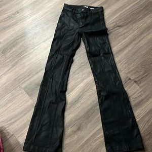 Paige black bell bottoms shiny coat